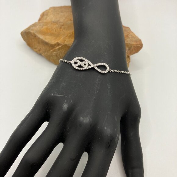 NEW Breast Cancer Sterling Silver Bracelet .925 Cubic Zirconia Infinity Link - Picture 5 of 13